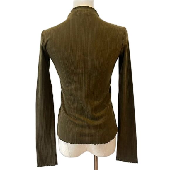 & other Stories Green Ribbed Mock Neck Top Stockholm Atelier Size 2 - Picture 2 of 10